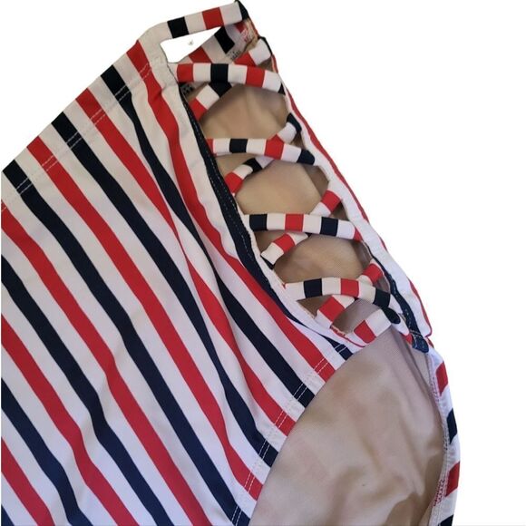 Swim by Cacique Red, White & Blue SwimSuit, Plus 26 Bottoms - Picture 8 of 11